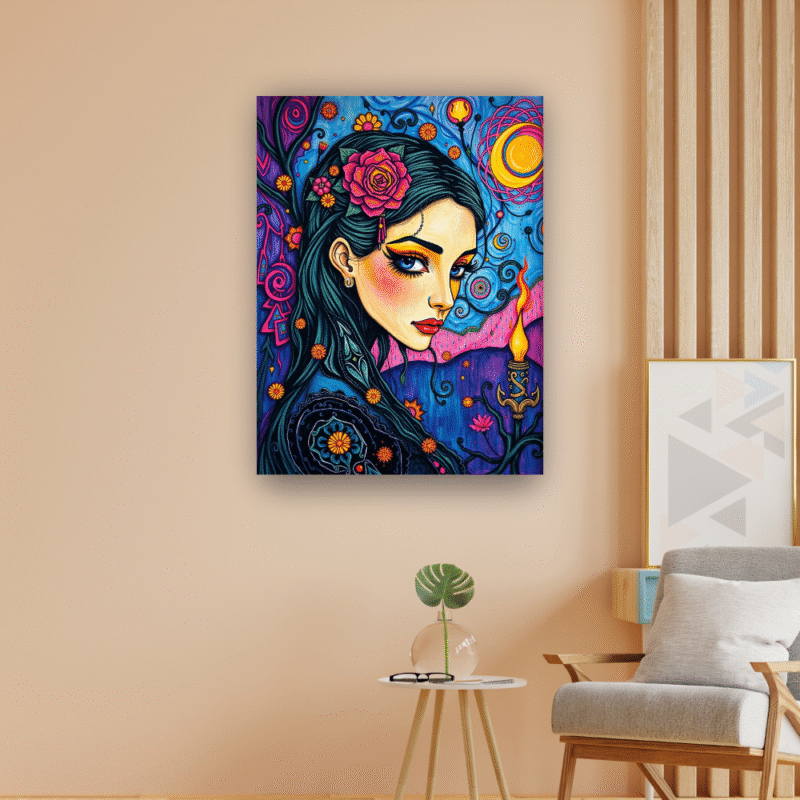 The Watcher’s Flame - Neo Symbolist Canvas Wall Art - Image 7