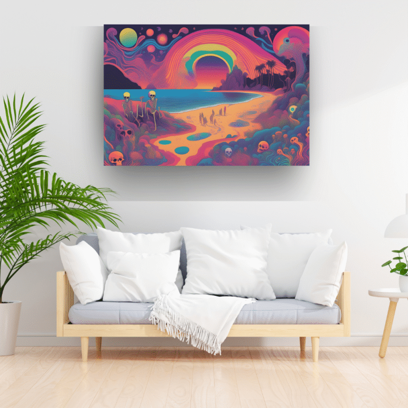 Eternal Shore - Chromatic Surreal Landscape Canvas Art - Image 4