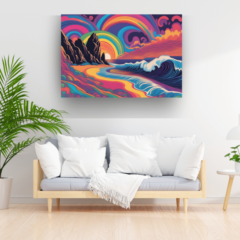Cosmic Breaker - Hypercolor Dreamscape Ocean Canvas Art - Image 3