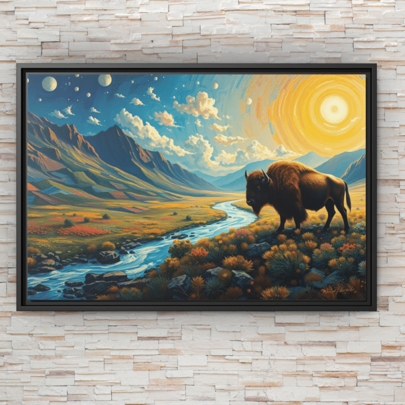 Spirit of the Ancient Valley: Western Wildlife Framed Canvas - Image 4