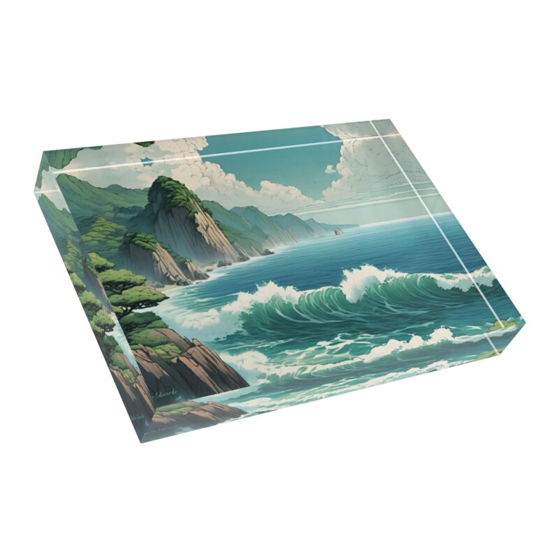 Emerald Coast Cliffs | Ocean Waves Acrylic Photo Block - Image 3