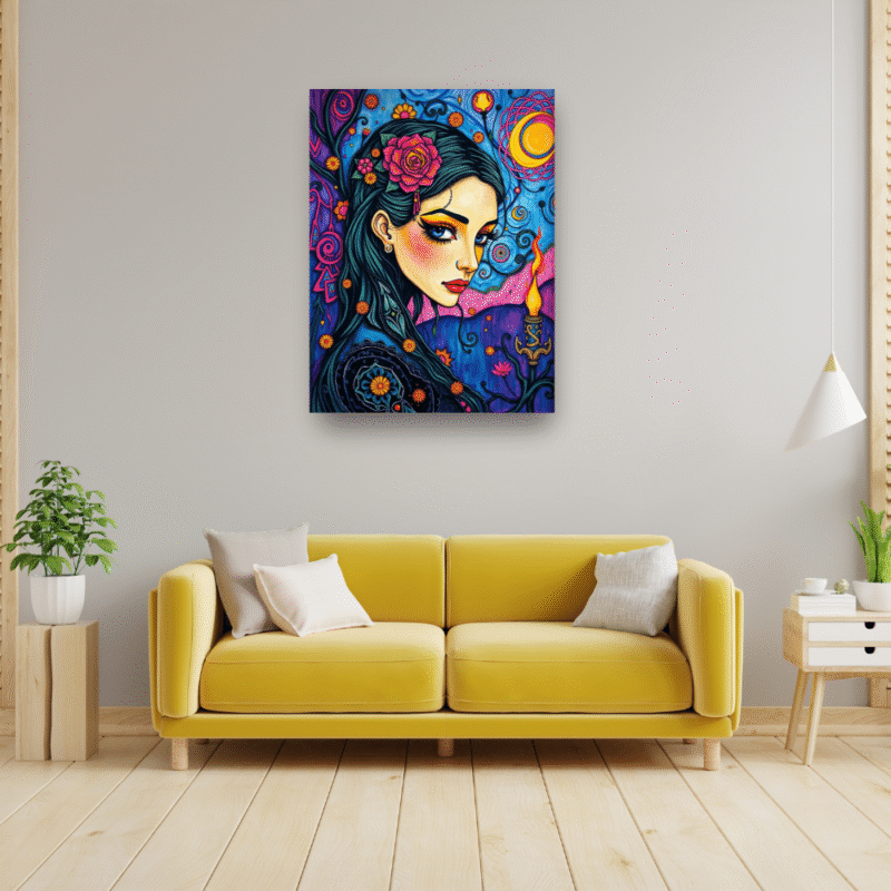 The Watcher’s Flame - Neo Symbolist Canvas Wall Art - Image 3