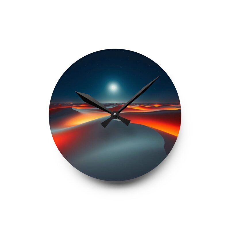 Desert Solace Moonlit Dune Acrylic Wall Clock - Image 2