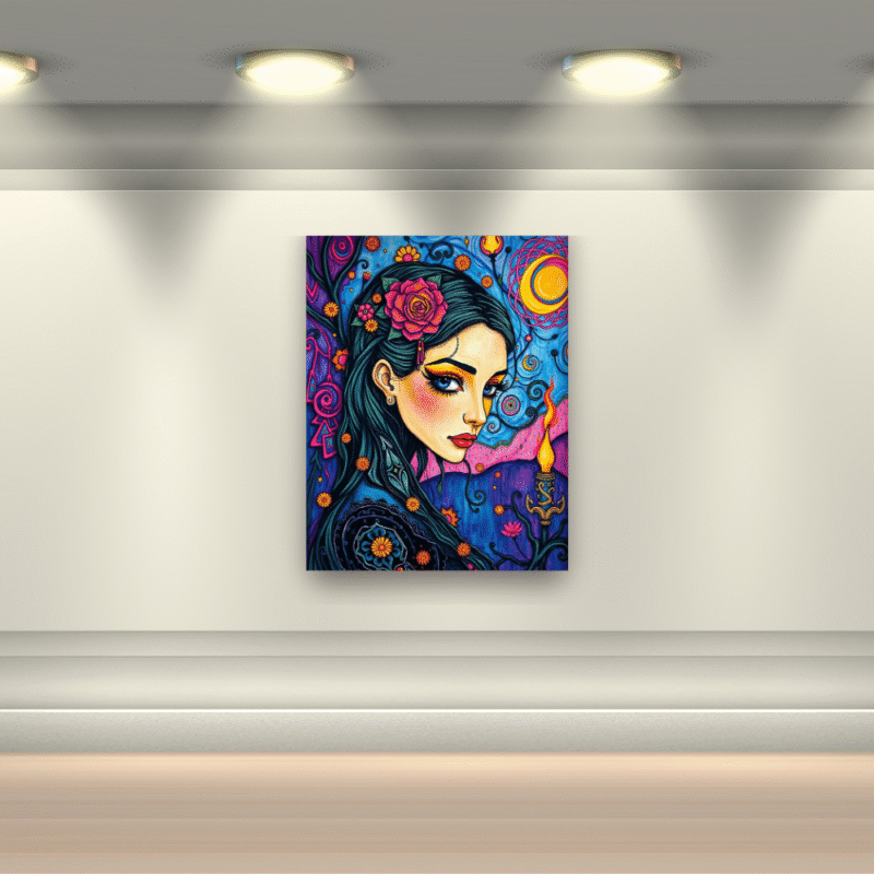 The Watcher’s Flame - Neo Symbolist Canvas Wall Art - Image 5