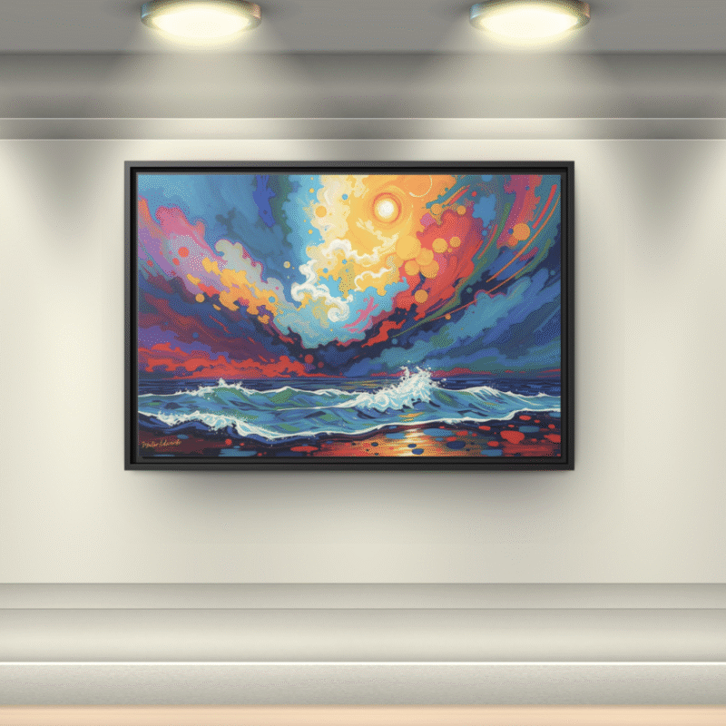 Aurora Tide | Vibrant Abstract Framed Canvas Wall Art - Image 6