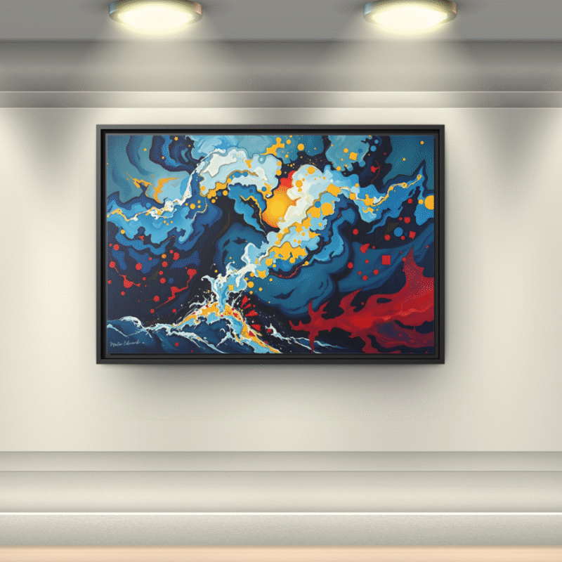 Ocean Burst | Contemporary Abstract Framed Canvas Wall Art - Image 6