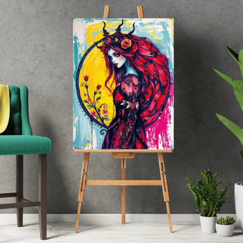 The Crowned Flame - Neo Symbolist Canvas Wall Art - Image 2