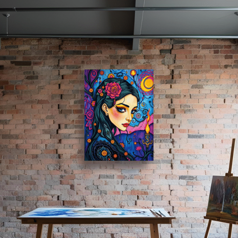The Watcher’s Flame - Neo Symbolist Canvas Wall Art - Image 6