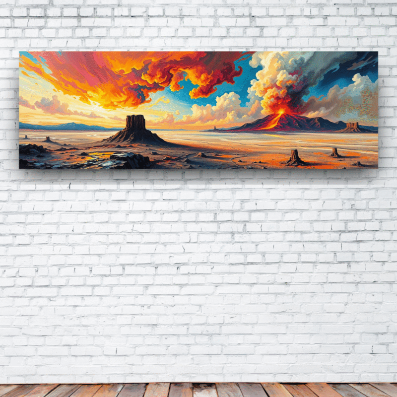 Inferno Divide - Cinematic Expressionist Landscape Canvas Art - Image 3