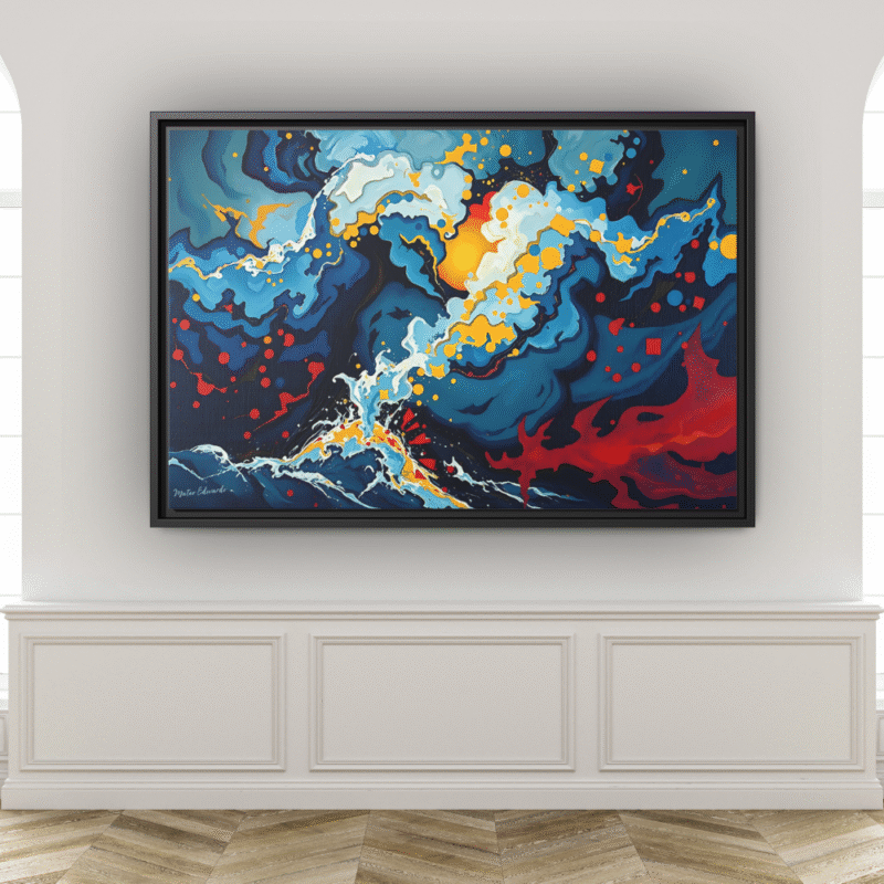 Ocean Burst | Contemporary Abstract Framed Canvas Wall Art - Image 4