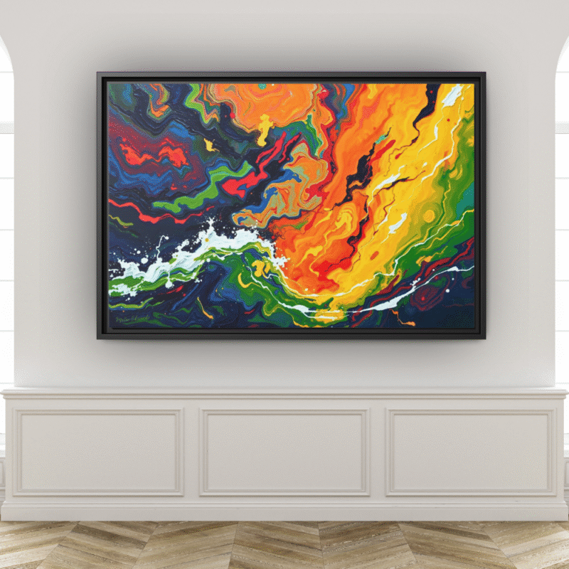 Color Storm | Abstract Fluid Framed Canvas Wall Art - Image 4