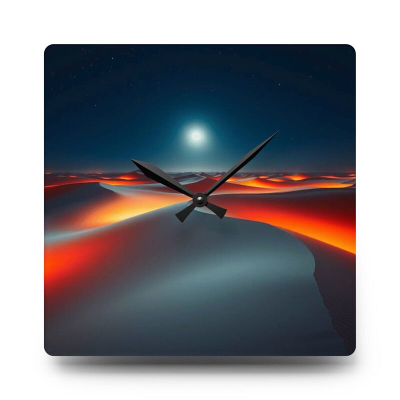 Desert Solace Moonlit Dune Acrylic Wall Clock - Image 3