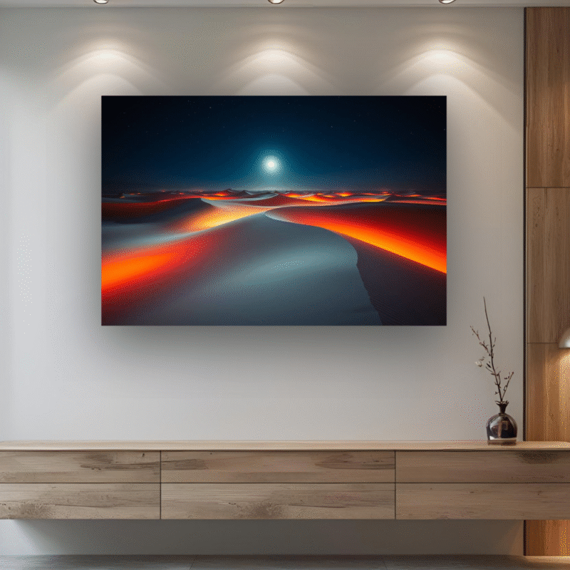 Fire Dune Valley | Glowing Desert Moon Acrylic Wall Art - Image 5