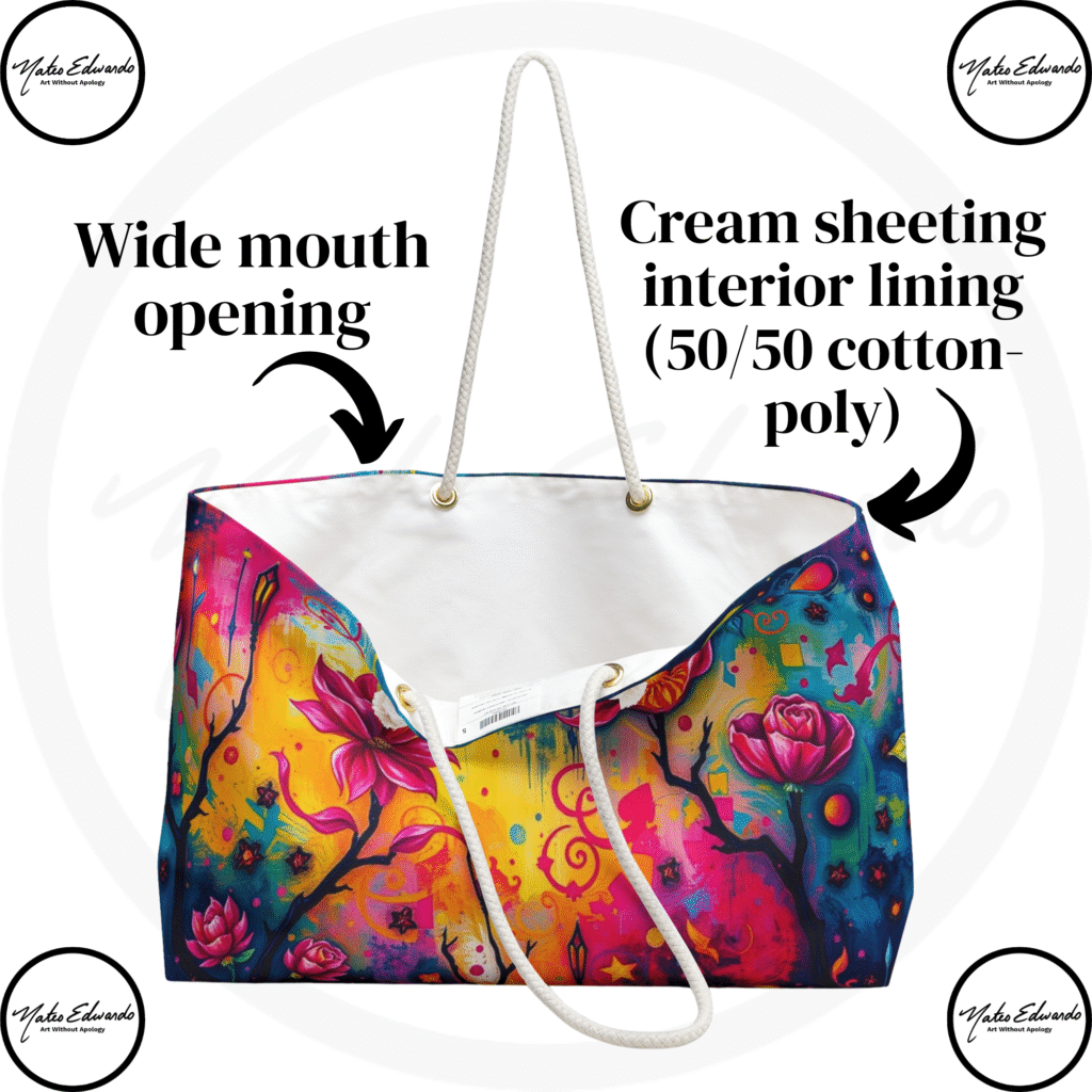 mateoedwardoart.com infograph about weekender tote bags
