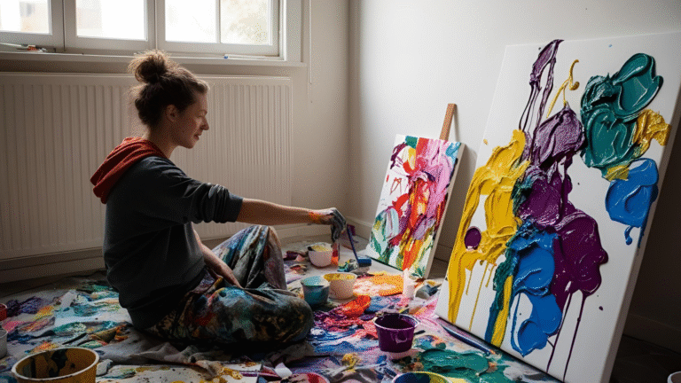 A woman painting imperfect art. a blog by mateo edwardo