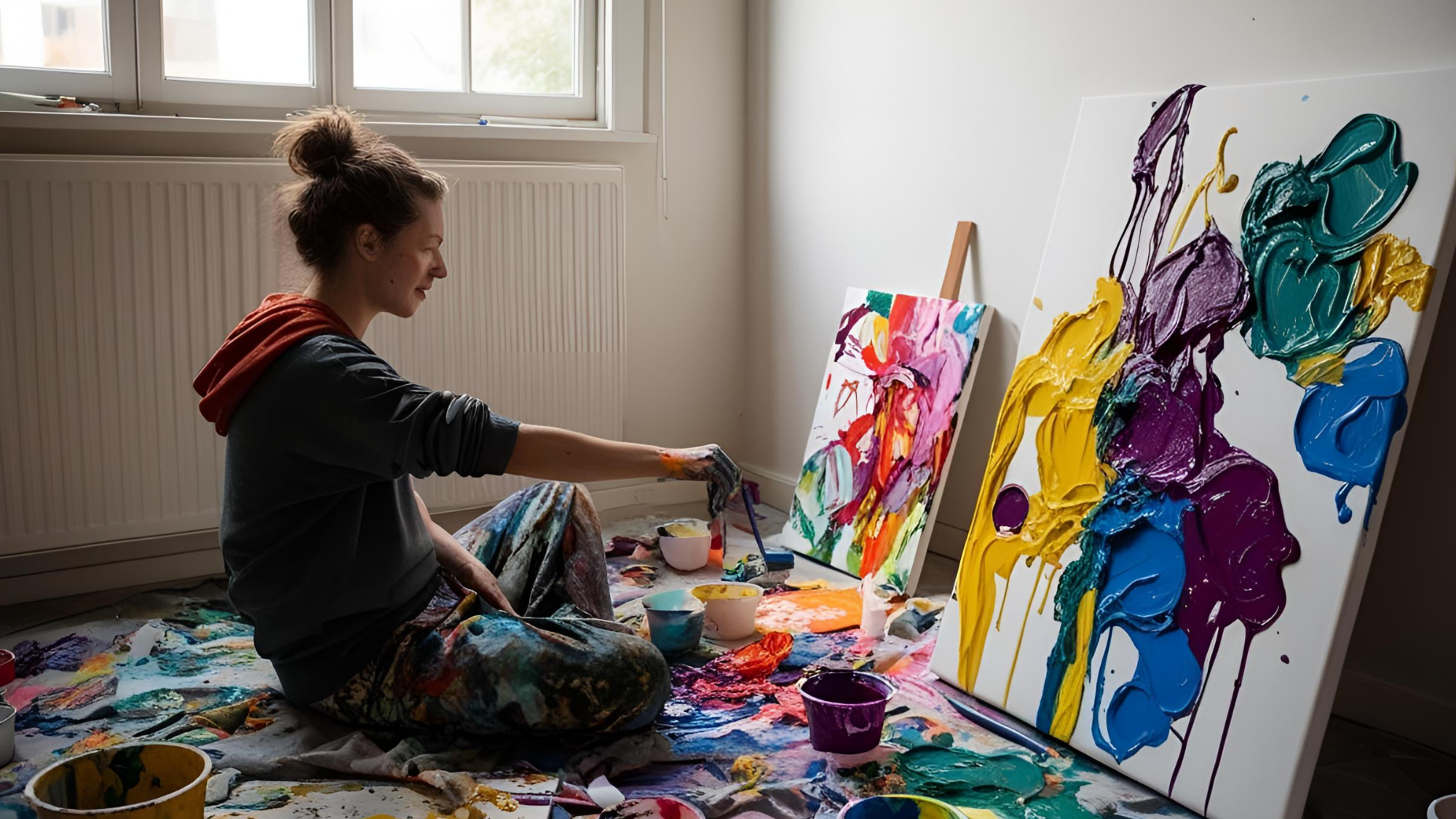 A woman painting imperfect art. a blog by mateo edwardo