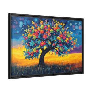 Rainbow Tree | Whimsical Fantasy Framed Canvas Wall Art