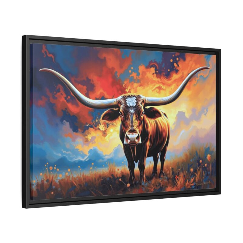 Sunset Longhorn | Western Wildlife Framed Canvas Wall Art
