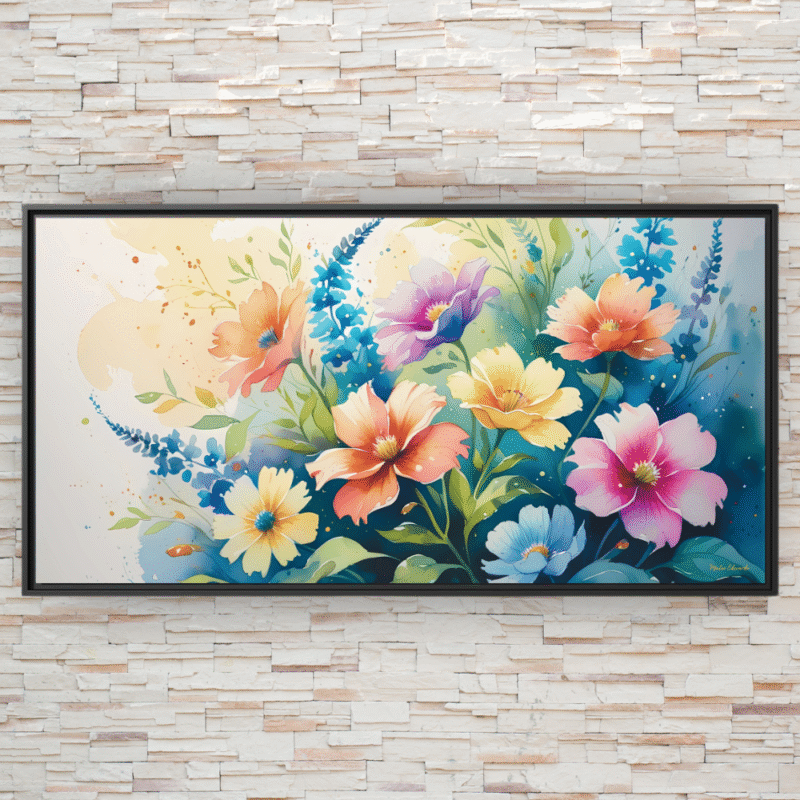 Wild Garden Watercolor Flowers Framed Canvas Art - Image 2