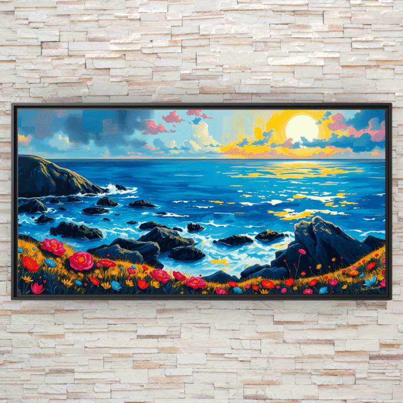 Sunrise Symphony Rocky Coast Canvas Art - Image 3