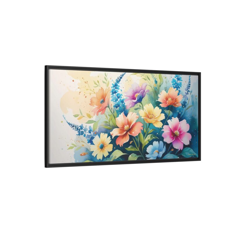 Wild Garden Watercolor Flowers Framed Canvas Art