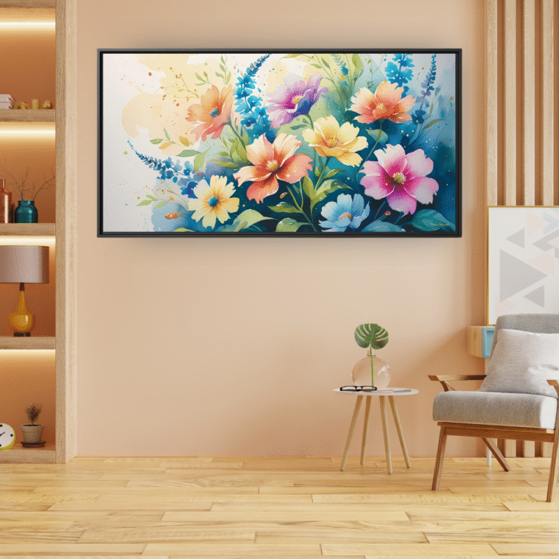 Wild Garden Watercolor Flowers Framed Canvas Art - Image 6