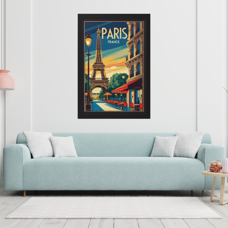 Vintage Paris Cafe Eiffel Tower Art Print | Paris Travel Poster Wall Art - Image 5
