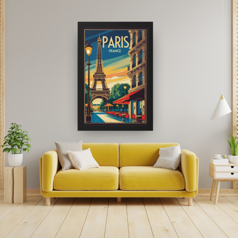 Vintage Paris Cafe Eiffel Tower Art Print | Paris Travel Poster Wall Art - Image 4