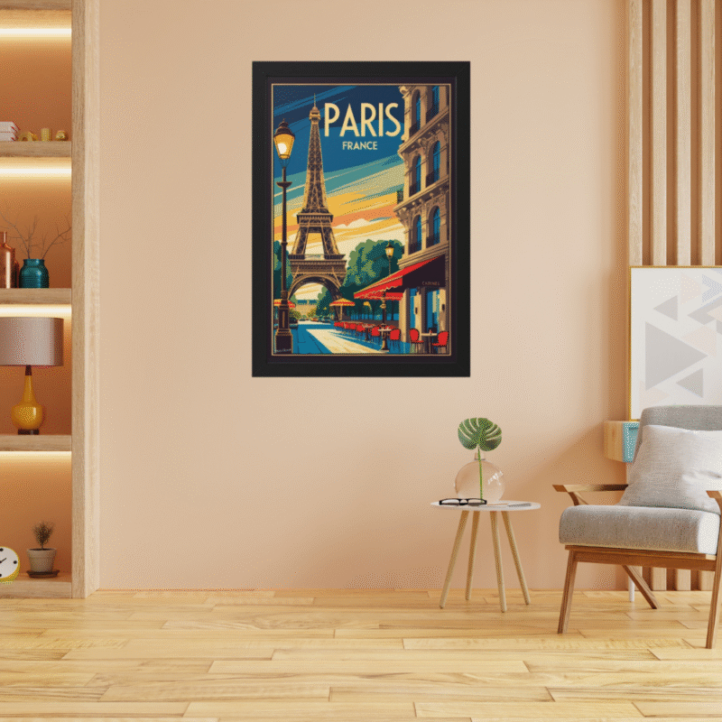 Vintage Paris Cafe Eiffel Tower Art Print | Paris Travel Poster Wall Art - Image 3