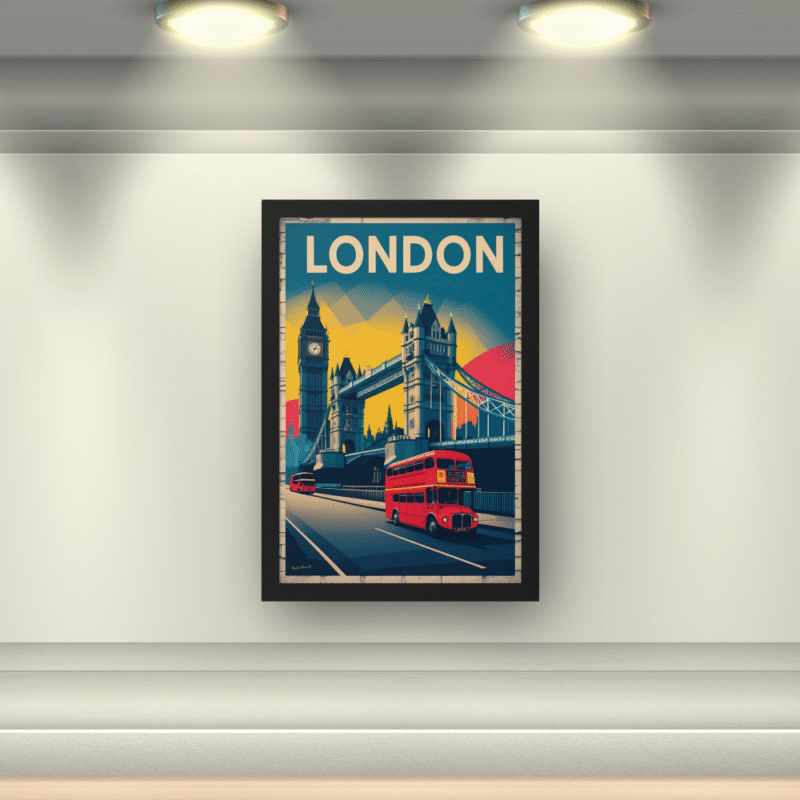 London Art Deco Tower Bridge Art Print | Geometric London Travel Poster - Image 4