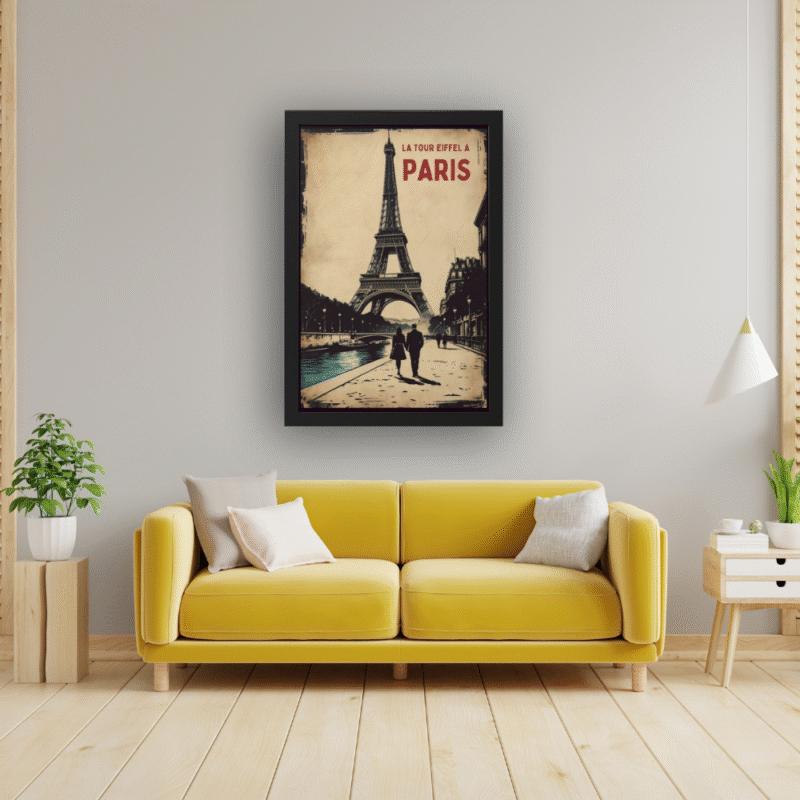 Paris Vintage Romance Seine Art Print | Eiffel Tower Couple Travel Poster - Image 5