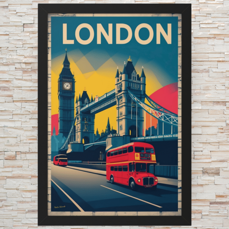 London Art Deco Tower Bridge Art Print | Geometric London Travel Poster - Image 2