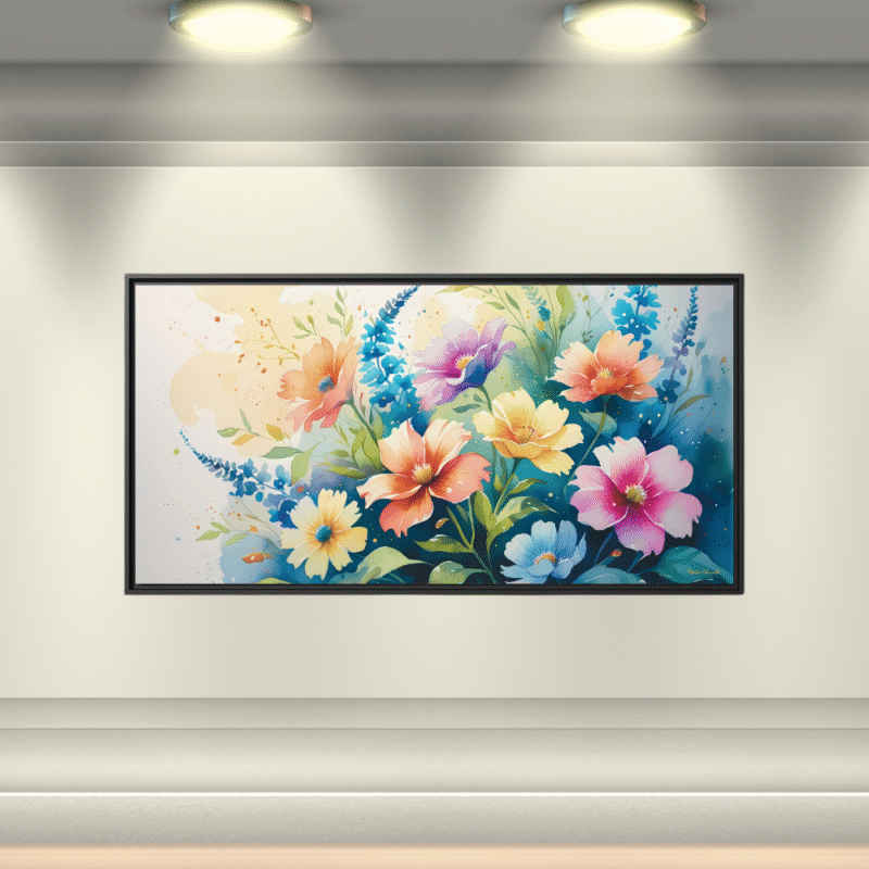 Wild Garden Watercolor Flowers Framed Canvas Art - Image 4