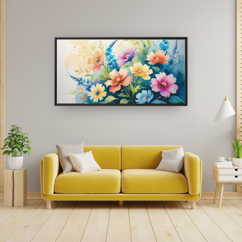 Wild Garden Watercolor Flowers Framed Canvas Art - Image 5