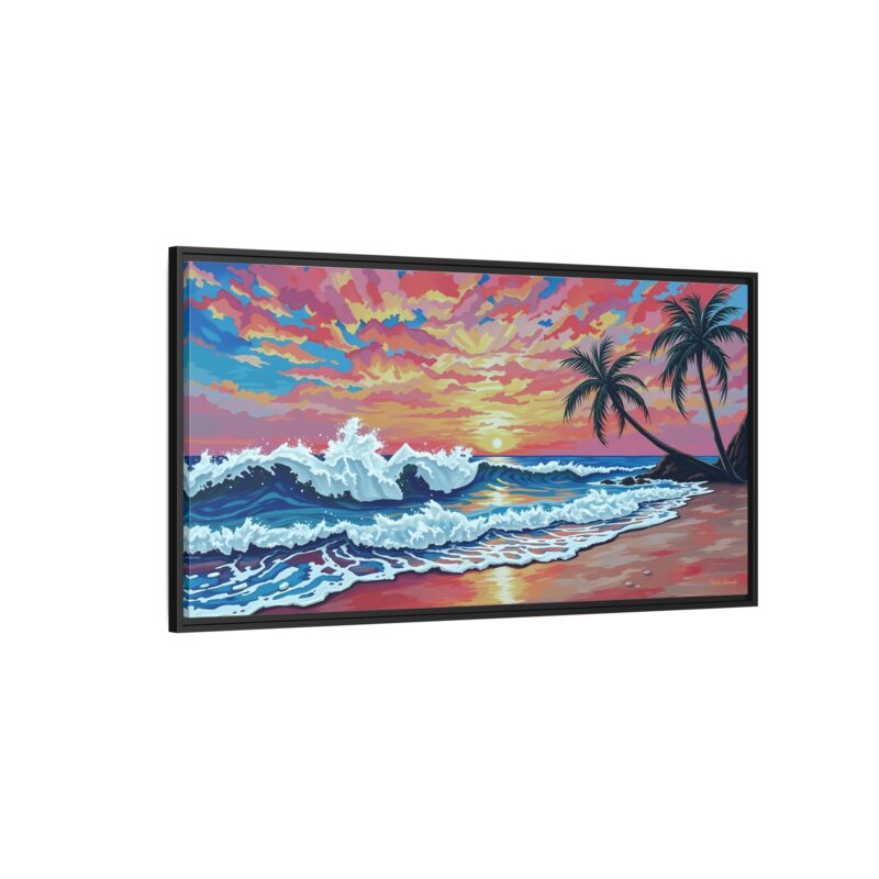 Coral Sunset Palm Beach Canvas Art