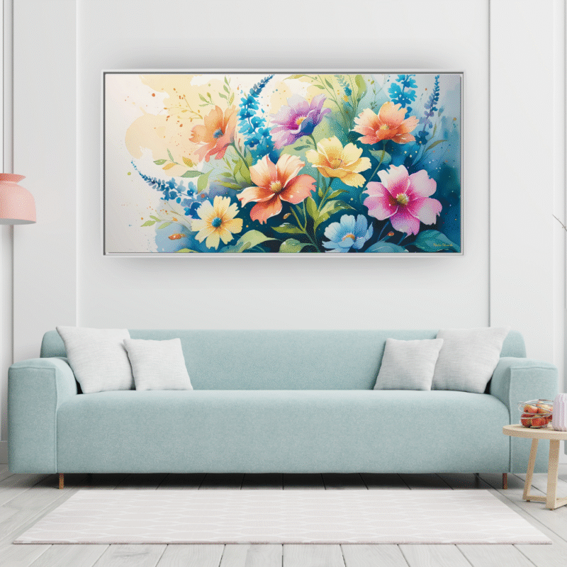 Wild Garden Watercolor Flowers Framed Canvas Art - Image 3