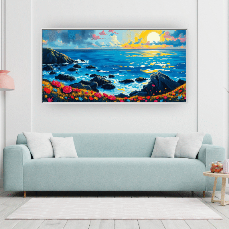 Sunrise Symphony Rocky Coast Canvas Art - Image 2