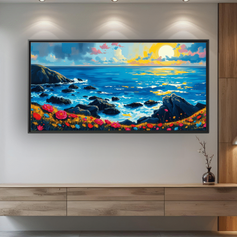 Sunrise Symphony Rocky Coast Canvas Art - Image 7