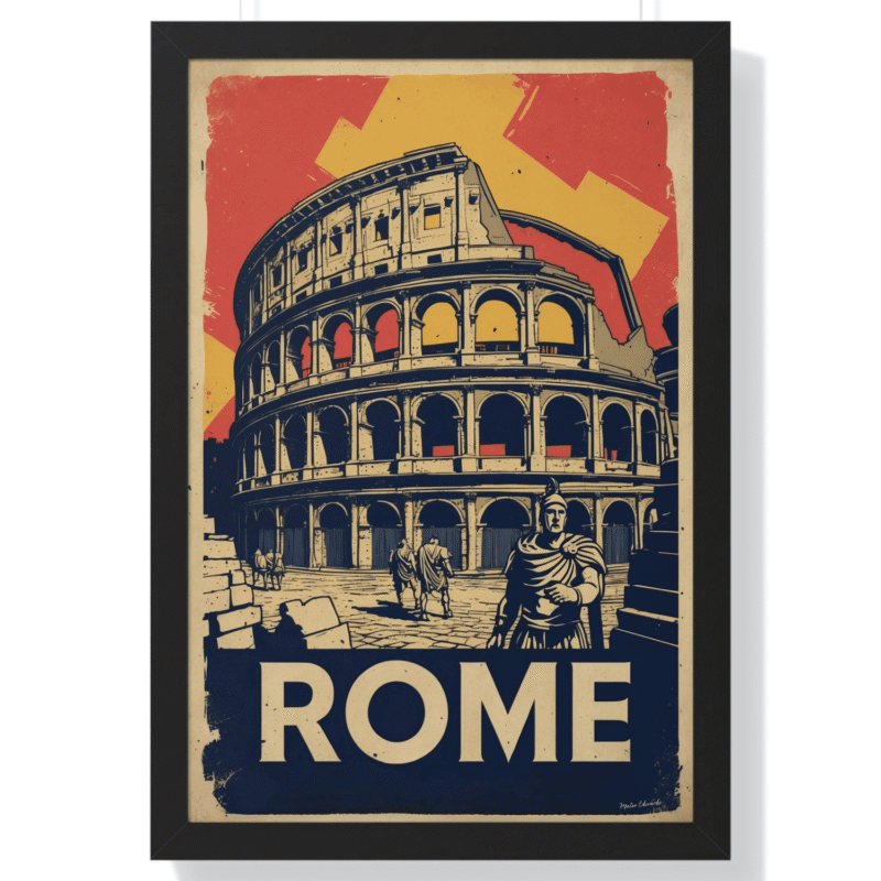 Rome Colosseum Centurion Art Print | Vintage Roman Empire Travel Poster